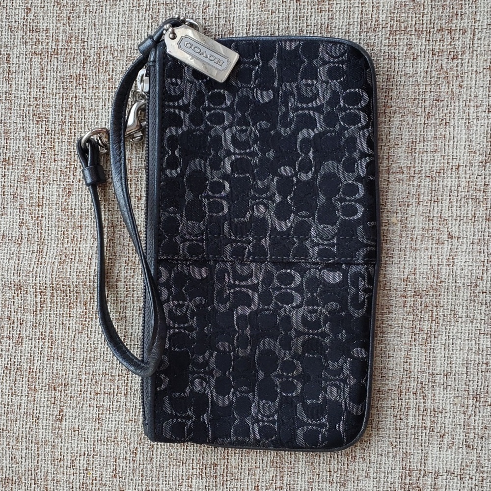 Coach Silver Sparkle Signature Wristlet